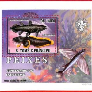 A3384- SAO TOME & PRINCIPE, ERROR MISPERF, Souvenir sheet: 2007 Fish, Boy Scouts