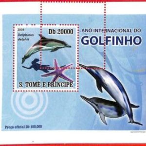 A3365 - SAO TOME & PRINCIPE, ERROR MISPERF, Souvenir s: 2008 Dolphins, Star Fish