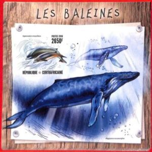 A3919 - Central African Rep - ERROR IMPERF, Souvenir sheet: 2016, Whales, Fish