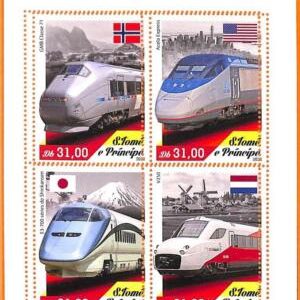 A6715- SAO TOME & PRINCIPE, Error 2020 MISSPERF MINI S: High Speed Trains, Flags