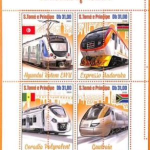 A6716 - SAO TOME & PRINCIPE, Error, 2020, MISSPERF MINI S: African Trains, Flags
