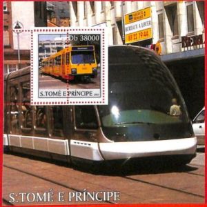 A3376 - SAO TOME & PRINCIPE, ERROR MISPERF, Souvenir sheet: 2003, Trains, Metro