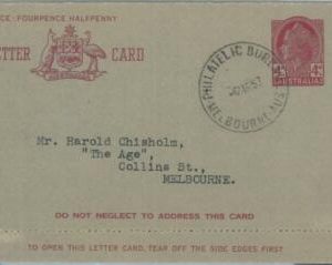 74770 - POSTAL HISTORY - AUSTRALIA - STATIONERY Letter CARD Higgings & G. # L55