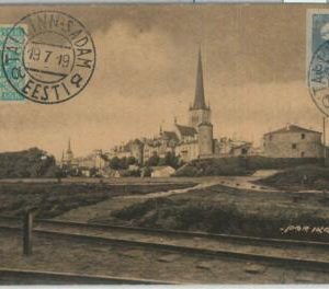 79688 - ESTONIA -  Imperf Stamps on VINTAGE   POSTCARD :   REVAL Tallinn 1919