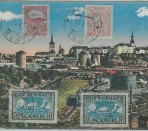 79721 - ESTONIA - Imperf Stamps on VINTAGE POSTCARD:  REVAL Tallinn to LYBIA