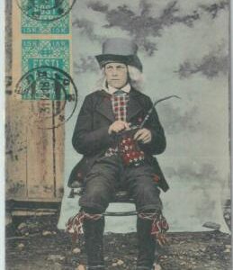 79752  - ESTONIA - Imperf Stamps on VINTAGE ethnic POSTCARD   - Costume 1918