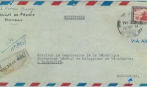 84387 - INDIA - POSTAL HISTORY - Consular  REGISTERED  COVER to MADAGASCAR 1951