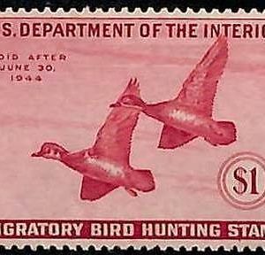 90216b -  USA - STAMPS: SCOTT # RW10  Migratory Bird Hunting Stamp MINT MNH 1943