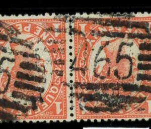 aa5617e - Australia QUEENSLAND - STAMP - SG #233 pair - numeral postmark # 465