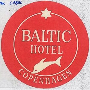 DOLPHIN  vintage HOTEL LABEL Advertising  -   Denmark BALTIC HOTEL -  Copenhagen