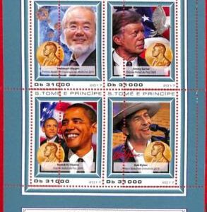 A3397 - SAO TOME & PRINCIPE, ERROR MISPERF: 2017, Nobel prize, Obama, Bob Dylan