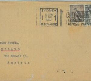 83280  -  AUSTRALIA  - Postal History -   COVER to  ITALY - 1952  Birds