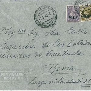 M.E.F. Middle East Forces : POSTAL HISTORY: cover from ASMARA to ROME 1947