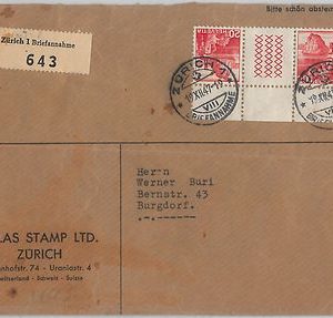 55971 -   SWITZERLAND -  POSTAL HISTORY:  TETE-BECHE on COVER  1947 - NICE!