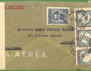 98651 - ARGENTINA - POSTAL HISTORY - CENSORED COVER to ENGLAND Shifted perforati