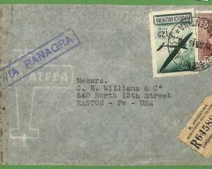 98656 - ARGENTINA - POSTAL HISTORY - REGISTERED COVER to USA via PANAGRA 1943