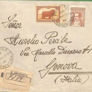 98680 - ARGENTINA - POSTAL HISTORY -  Registered   COVER to ITALY  1937