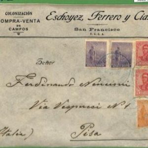 98684 - ARGENTINA - POSTAL HISTORY - COVER from SAN FRANCISCO to ITALY 1912