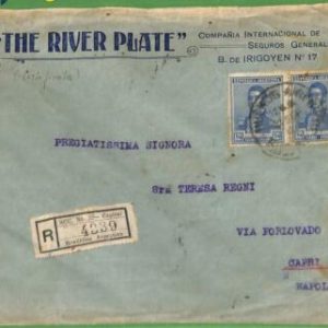 98701 - ARGENTINA - POSTAL HISTORY -  Registered COVER to ITALY  1916  CENSORED