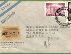 98765 - ARGENTINA - POSTAL HISTORY - Registered Airmail COVER to ITALY 1955