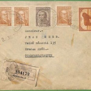 98736 - ARGENTINA - POSTAL HISTORY - Registered COVER to CZECHOSLOVAKIA  1937