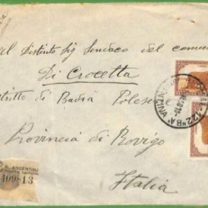 98749  - ARGENTINA - POSTAL HISTORY - Registered COVER  to ITALY  1950