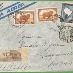 98750  - ARGENTINA - POSTAL HISTORY - Registered COVER  to ITALY  1950