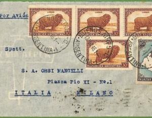 98752 - ARGENTINA - POSTAL HISTORY - Airmail COVER to ITALY 1946  MAPS wool