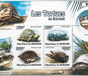 BURUNDI - ERROR, 2011 MISSPERF SHEET: TURTLES, MARINE LIFE, NATURE, ANIMALS
