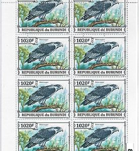 BURUNDI - ERROR, 2013 MISSPERF SHEET: BIRDS, NATURE, BUTEO AUGUR, HAWKS