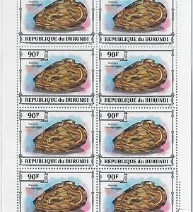BURUNDI - ERROR, 2013 MISSPERF SHEET: MINERALS, BRAZILIAN CARNELIAN AGATE