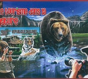 FRENCH GUINEA - ERROR, 2010 IMPERF SHEET: NATURE, Tourism, Bears, Tigers, Photo