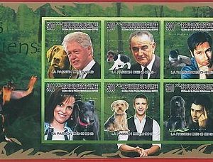 FRENCH GUINEA - ERROR, 2009 IMPERF SHEET: DOGS, Music, Cinema, Timberlake