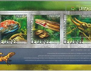GUINEA - ERROR, 2014 MISSPERF SHEET: LIZARDS, REPTILES, ANIMALS, FAUNA