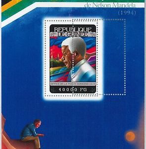 1273 GUINEA - ERROR, 2014 MISSPERF  Stamp  SHEET: NELSON MANDELA   NOBEL PRIZE