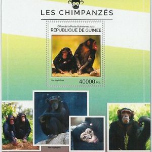 GUINEA - ERROR, 2014 MISSPERF SHEET: MONKEYS, CHIMPAZEE, WILD ANIMALS, FAUNA