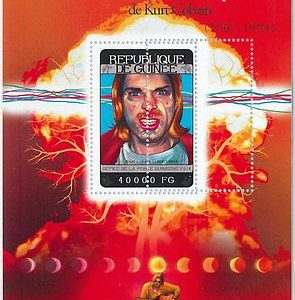 1272  GUINEA - ERROR, 2014 MISSPERF  Stamp SHEET: KURT COBAIN, NIRVANA,   MUSIC