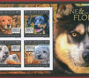 FRENCH GUINEA - ERROR, 2011 IMPERF SHEET: DOGS, Domestic Animals, Flora & Fauna