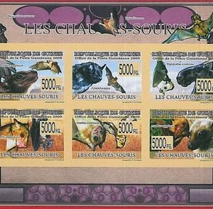FRENCH GUINEA - ERROR, 2009 IMPERF SHEET: BATS, Animals