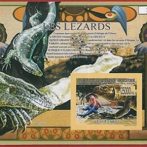 FRENCH GUINEA - ERROR, 2009 IMPERF SHEET: LIZARDS, Reptiles, Animals