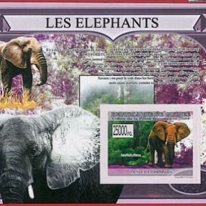 FRENCH GUINEA - ERROR, 2009 IMPERF SHEET: ELEPHANTS, Wild Animals