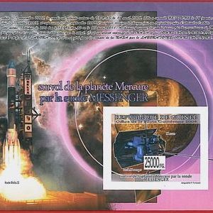 FRENCH GUINEA - ERROR, 2008 MISPERF SHEET: SPACE, Mercury, Messenger, Satellites