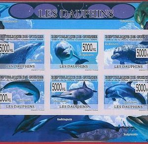 FRENCH GUINEA - ERROR, 2009 IMPERF SHEET: FISH , DOLPHINS, Marine Life, Science
