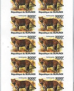 BURUNDI - ERROR, 2011 IMPERF SHEET: WILD FAUNA, PANTHERA PARDUS, LEOPARDS