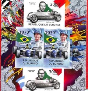 A0185 - BURUNDI - ERROR 2012 IMPERF stamp SHEET: CARS  F1 Alfa Romeo SENNA