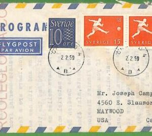 af3662 - SWEDEN - POSTAL HISTORY- AEROGRAMA-Aerogramme Air Letter 1959  FOOTBALL