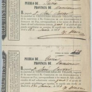 79296 - SPAIN -  VINTAGE DOCUMENT -  PAYMENT RECEIPT:  Suria 1871