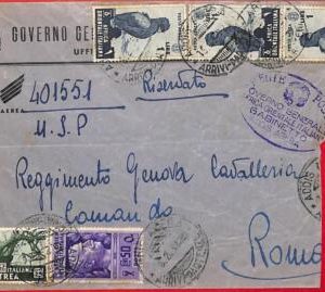 aa3149  - AOI Italian Africa - POSTAL HISTORY - COVER to ITALY Birds EAGLES