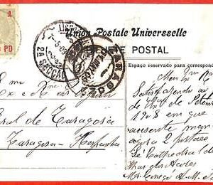 aa3939  - AZORES - POSTAL HISTORY -  POSTCARD to SPAIN 1909