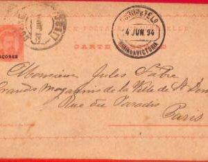 aa3938  - AZORES - POSTAL HISTORY - STATIONERY Card  to FRANCE  1894